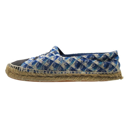 Chanel Sandals CC Logo Espadrilles Shoes Tweed Blue