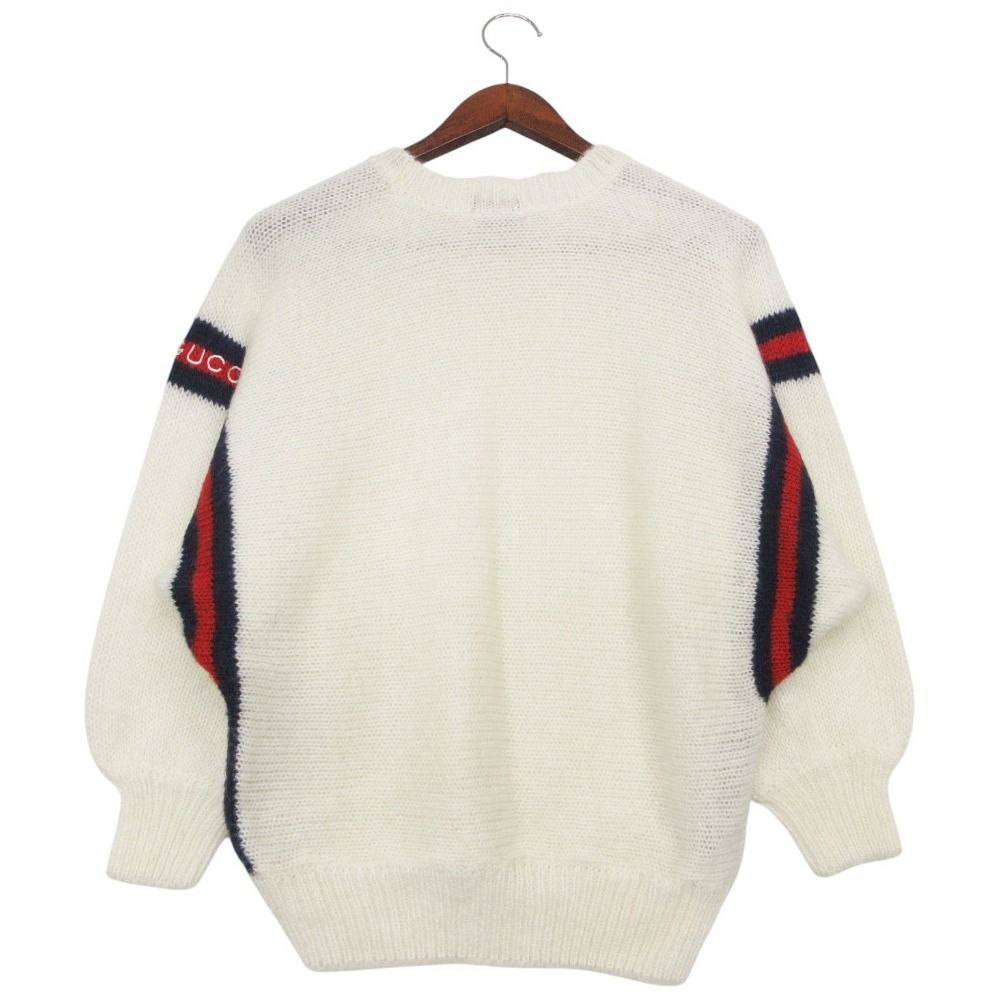 Gucci Vintage Knit Sherry Line Logo Sweater Pullover Top Long Sleeve White