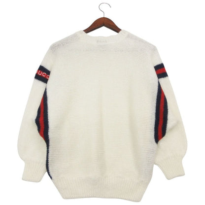 Gucci Vintage Knit Sherry Line Logo Sweater Pullover Top Long Sleeve White