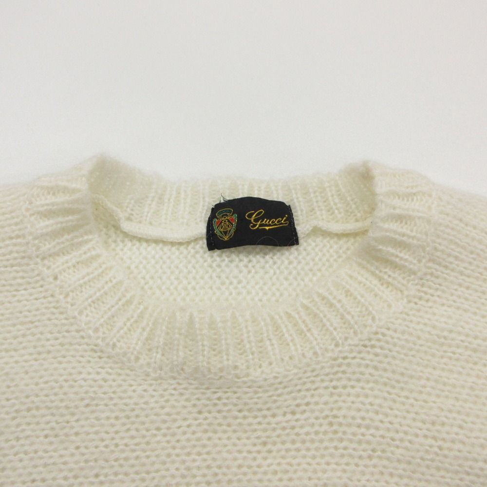 Gucci Vintage Knit Sherry Line Logo Sweater Pullover Top Long Sleeve White