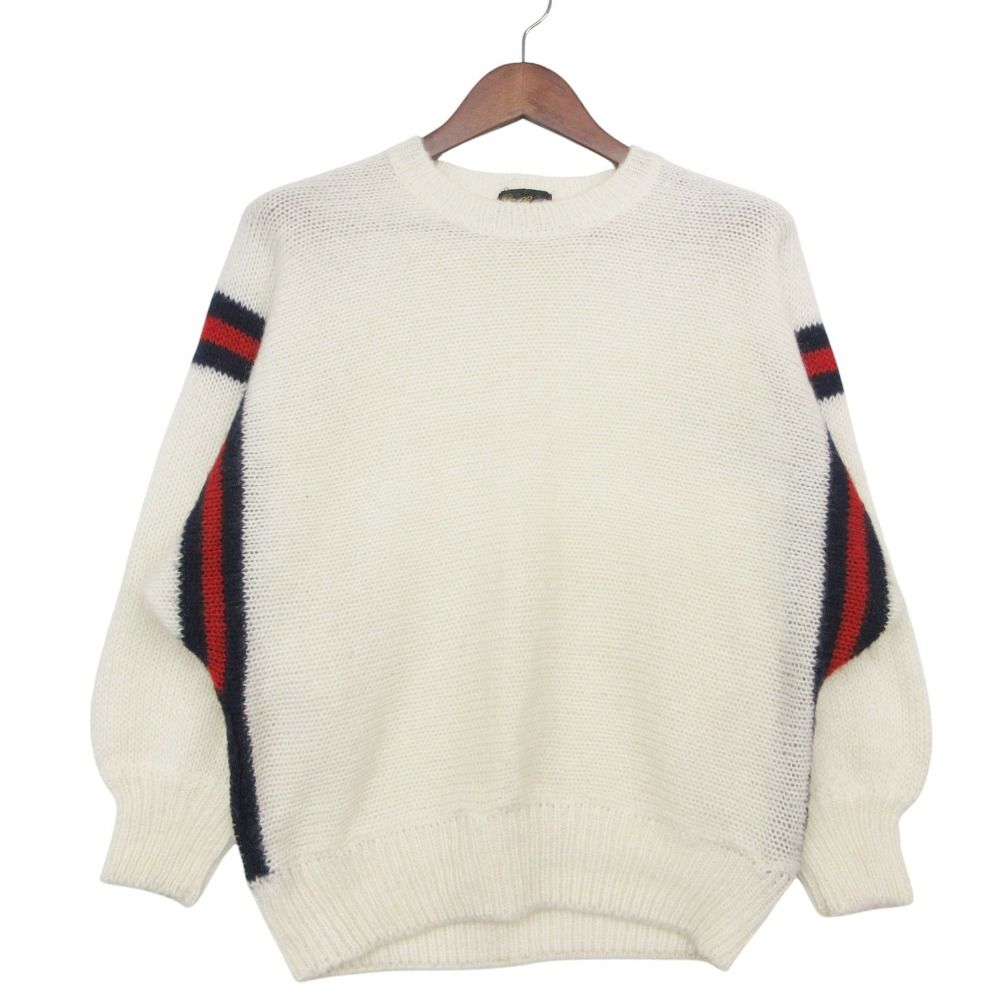 Gucci Vintage Knit Sherry Line Logo Sweater Pullover Top Long Sleeve White
