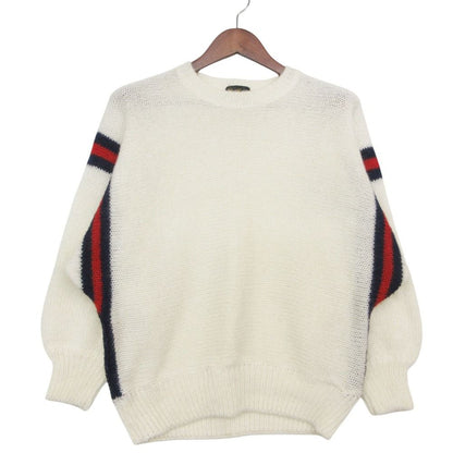 Gucci Vintage Knit Sherry Line Logo Sweater Pullover Top Long Sleeve White