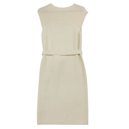 Hermes Dress 100% Alpaca Sleeveless Knit Knee Length Light Beige