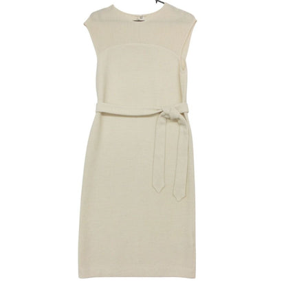 Hermes Dress 100% Alpaca Sleeveless Knit Knee Length Light Beige