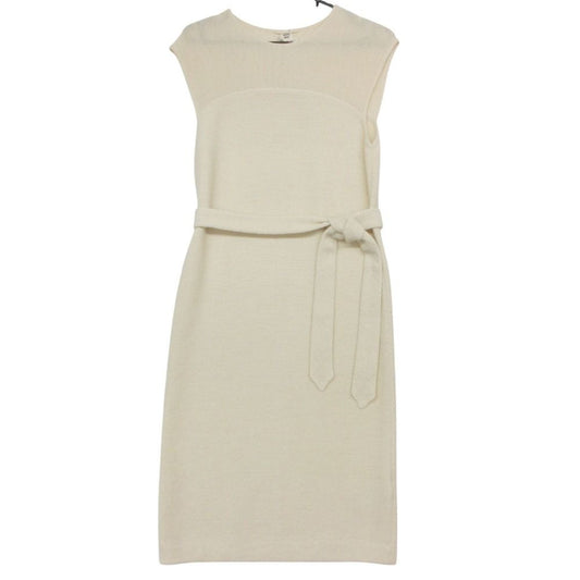 Hermes Dress 100% Alpaca Sleeveless Knit Knee Length Light Beige