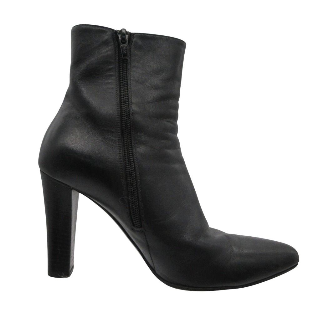 Saint Laurent Paris Boots Leather Side Zip Short Shoes Black