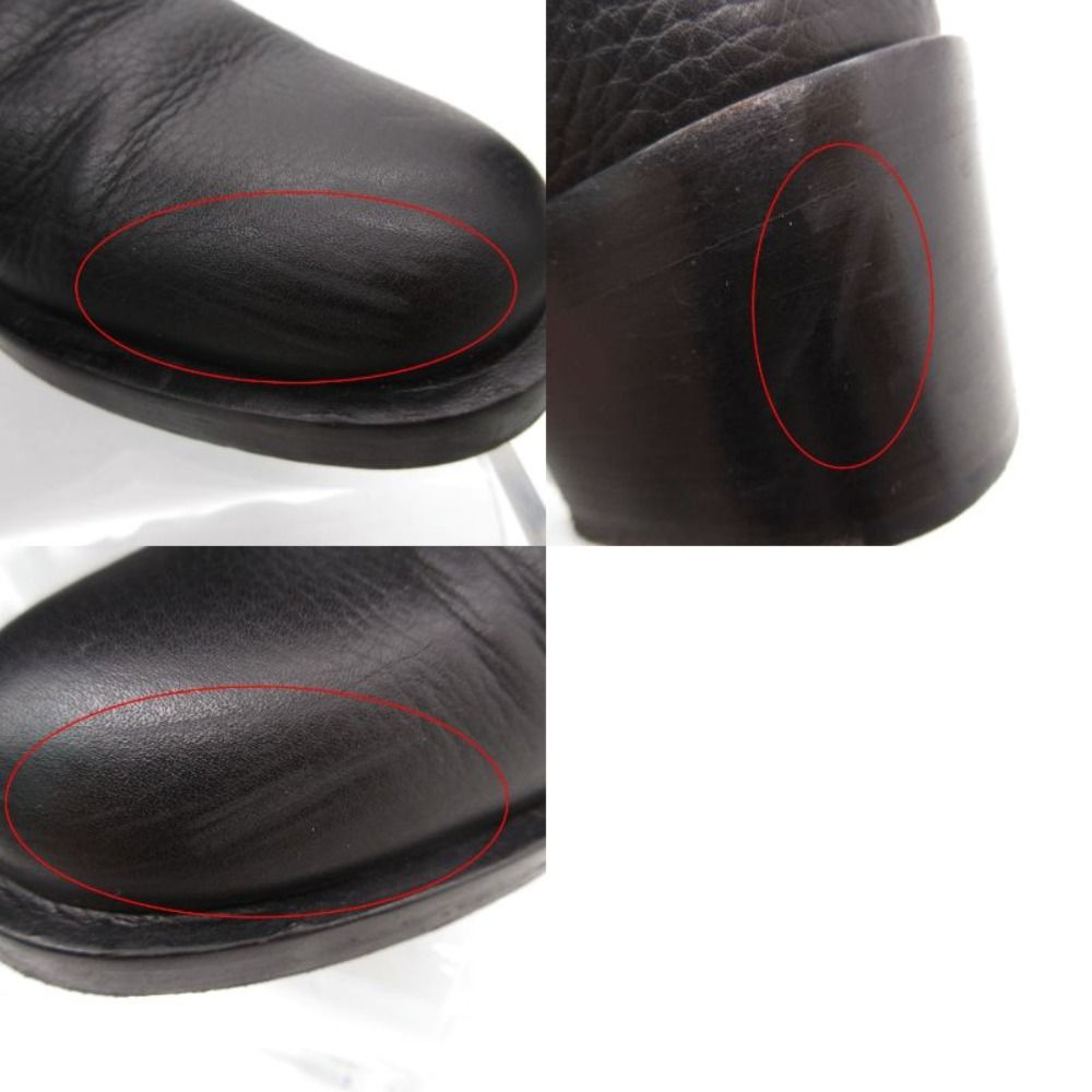 Gucci Boots Interlocking Embossed Leather Long Knee High Shoes Black
