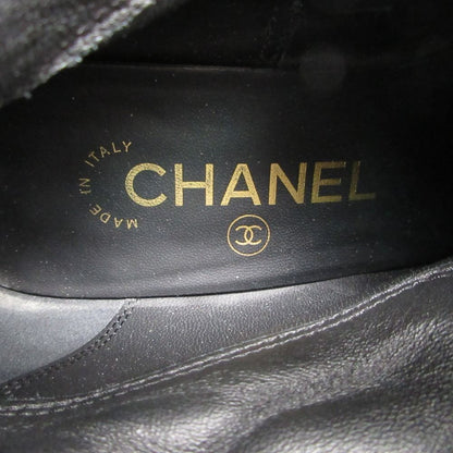 Chanel Boots CC Logo Low Heels Side Zip Long Shoes Gold