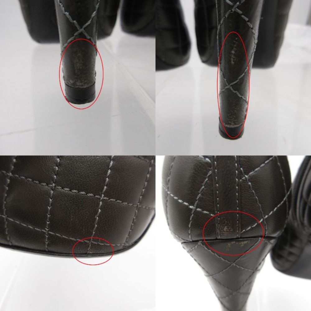 Chanel Boots CC Logo Quilted Ankle Booties Short Shoes Side Zip Gray