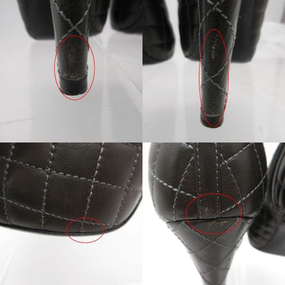 Chanel Boots CC Logo Quilted Ankle Booties Short Shoes Side Zip Gray