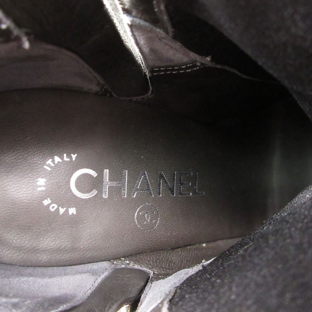 Chanel Boots CC Logo Quilted Ankle Booties Short Shoes Side Zip Gray