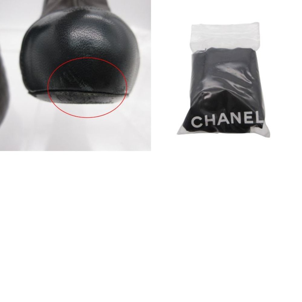 Chanel Boots CC Logo Quilted Ankle Booties Short Shoes Side Zip Gray
