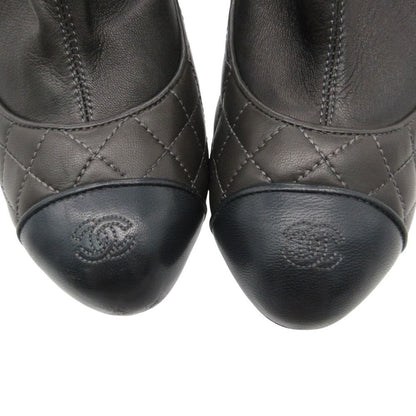 Chanel Boots CC Logo Quilted Ankle Booties Short Shoes Side Zip Gray