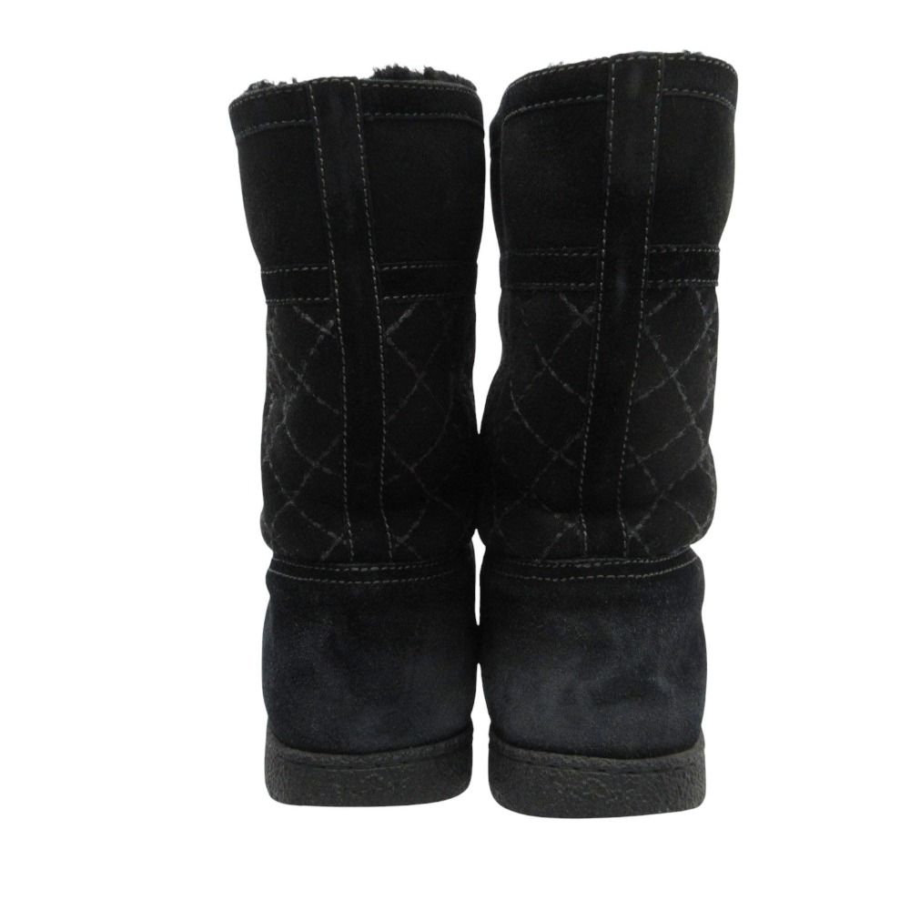 Chanel Boots CC Logo Quilted Shearling Boa Black