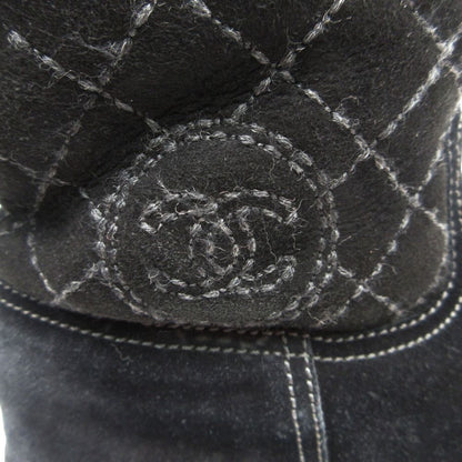Chanel Boots CC Logo Quilted Shearling Boa Black