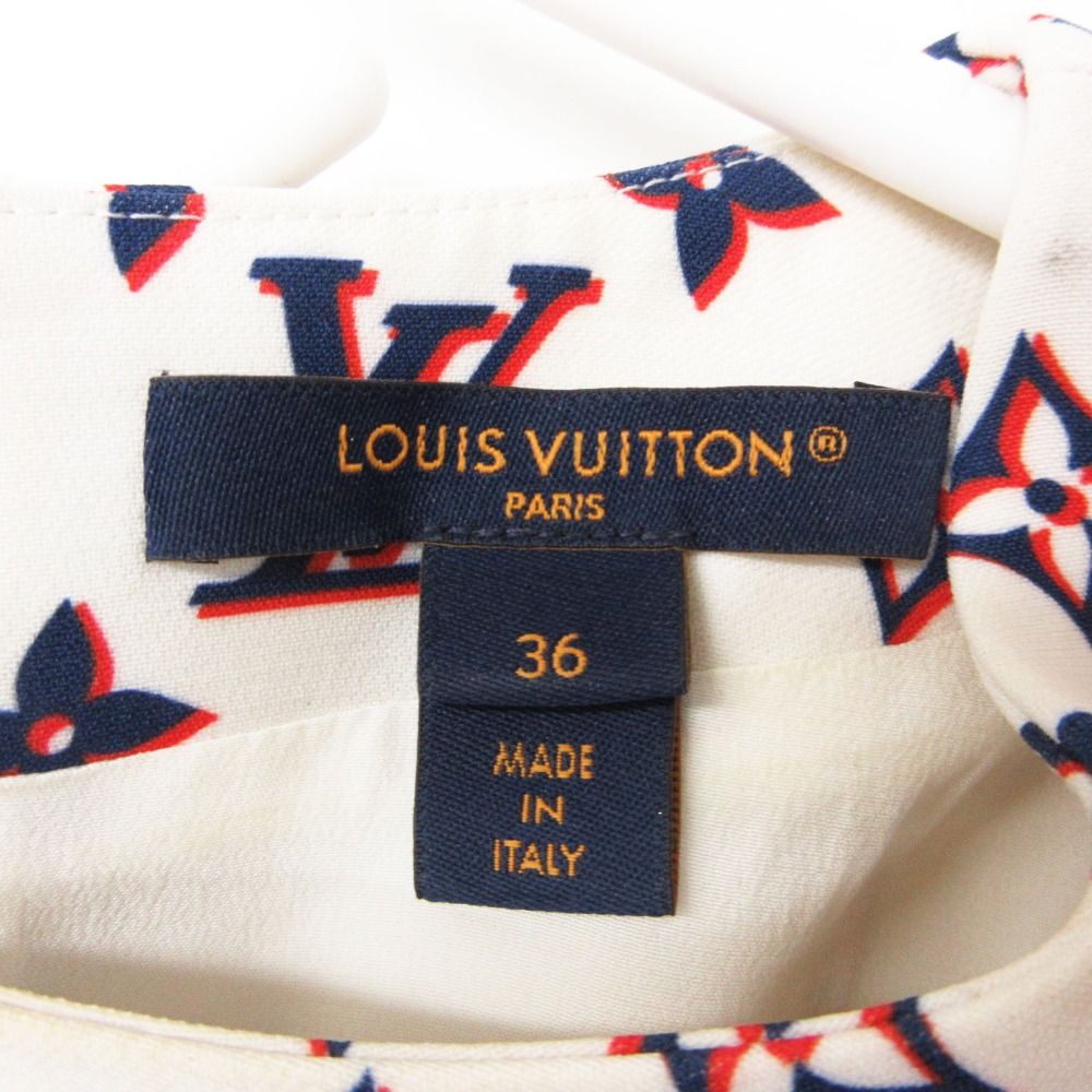 Louis Vuitton Dress Monogram Graphic Leather Trimmed Sleeveless Knee Length