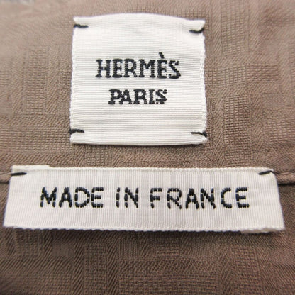 Hermes Dress Zip Up Shirt Mosaic Pattern Short Sleeve Long Length Brown