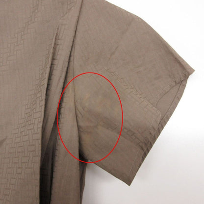 Hermes Dress Zip Up Shirt Mosaic Pattern Short Sleeve Long Length Brown
