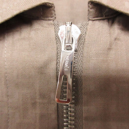 Hermes Dress Zip Up Shirt Mosaic Pattern Short Sleeve Long Length Brown