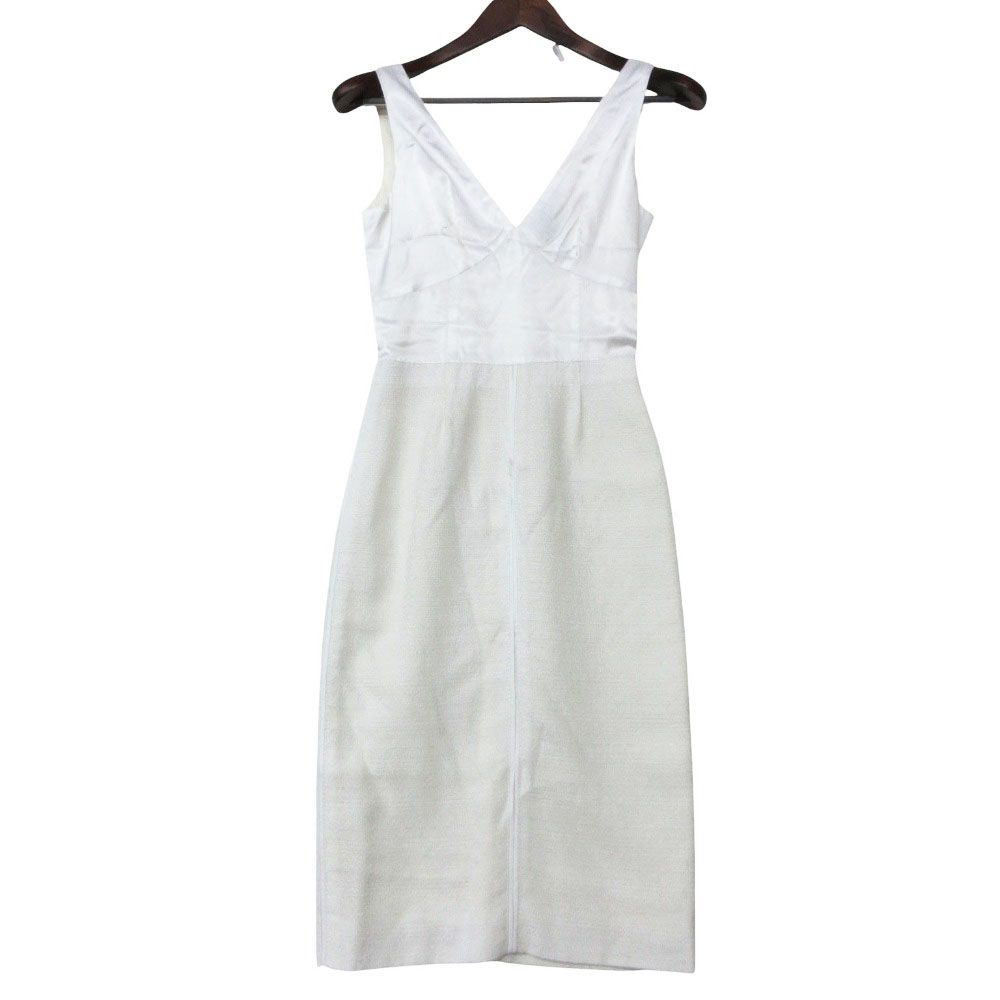 Louis Vuitton Dress Tweed Sleeveless Knee Length White
