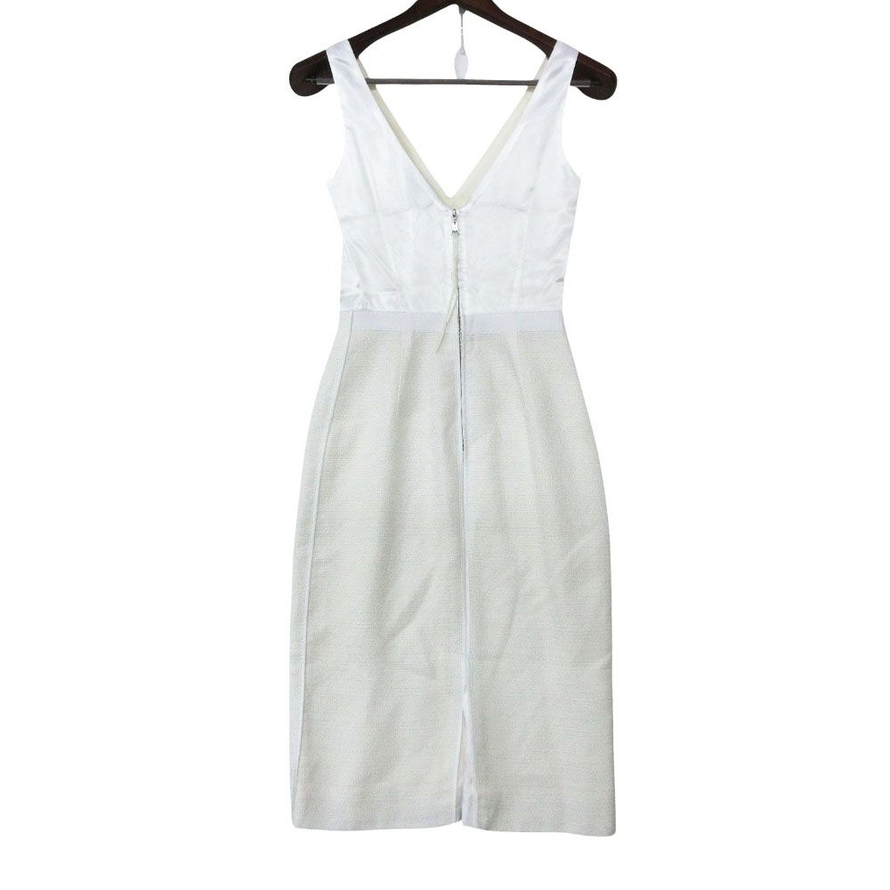 Louis Vuitton Dress Tweed Sleeveless Knee Length White