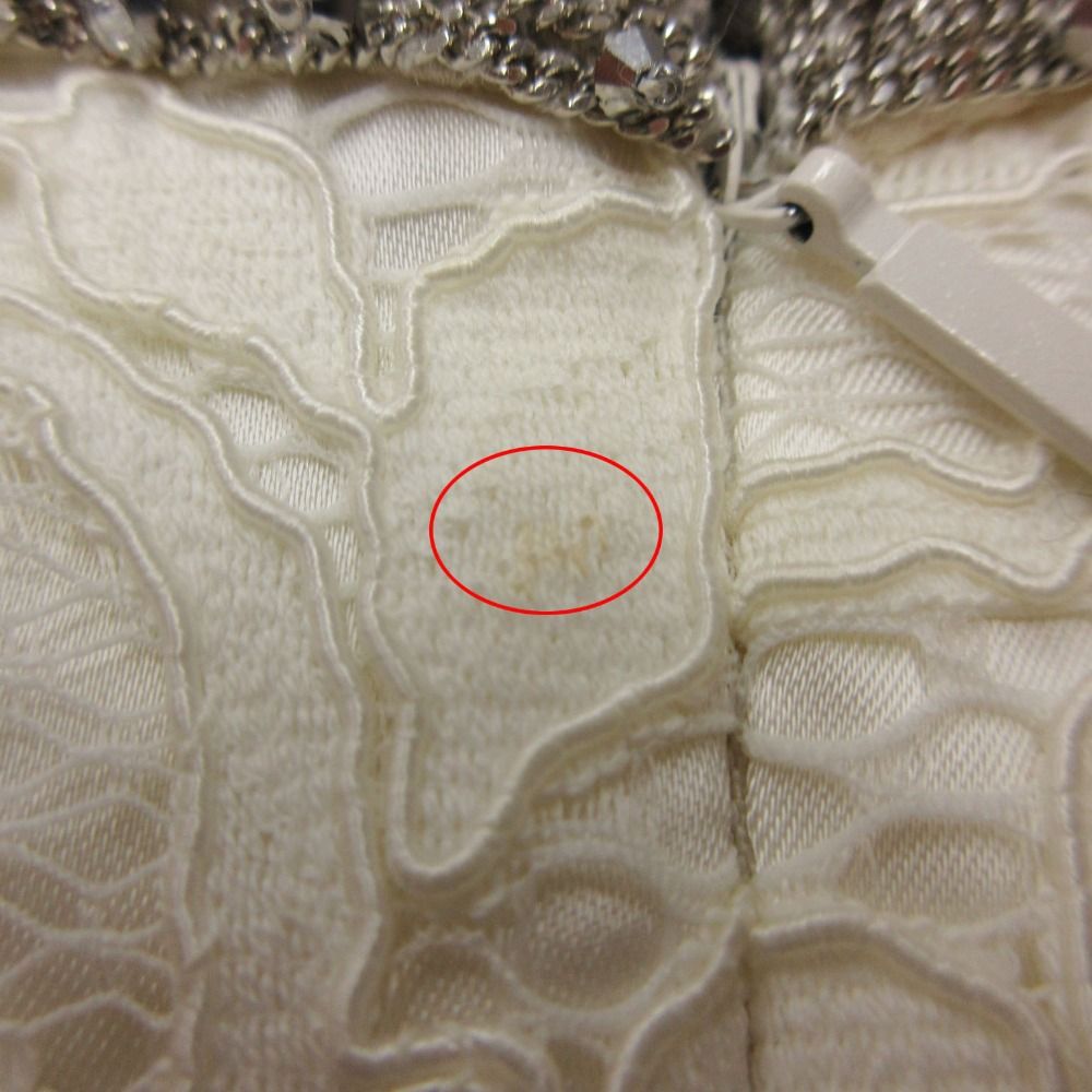 Saint Laurent Paris Dress All Lace Bijou Neck Long Sleeve Knee Length White