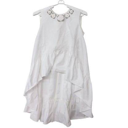 Fendi Dress Flower Lace Decoration Fno Sleeve White