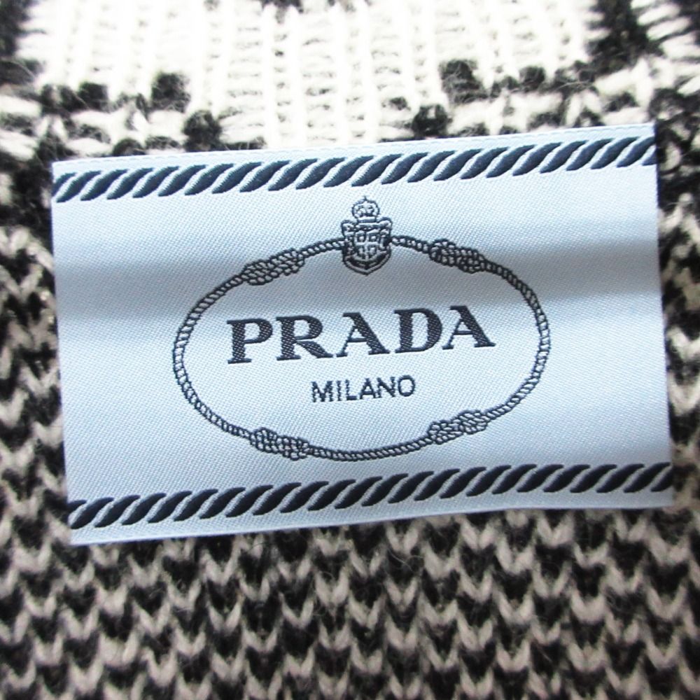Prada Dress Wool Knit Contrast Sleeveless Knee Length Black