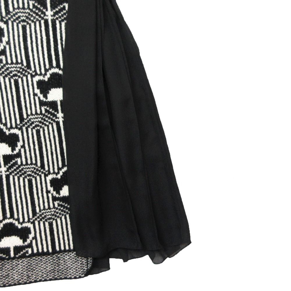Prada Dress Wool Knit Contrast Sleeveless Knee Length Black