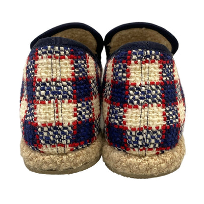 Gucci Flat Shoes 37 Horsebit Tweed Navy White Multi