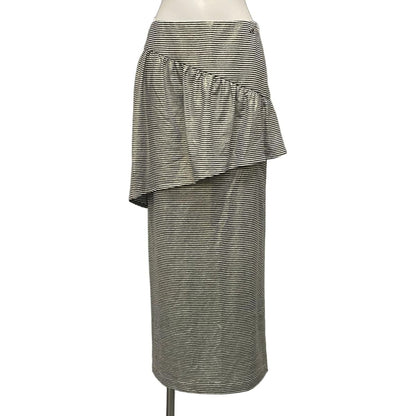 Chanel Long Skirt 38 M White Black Linen Border Lame Cruise