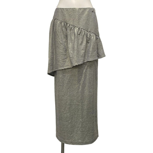 Chanel Long Skirt 38 M White Black Linen Border Lame Cruise