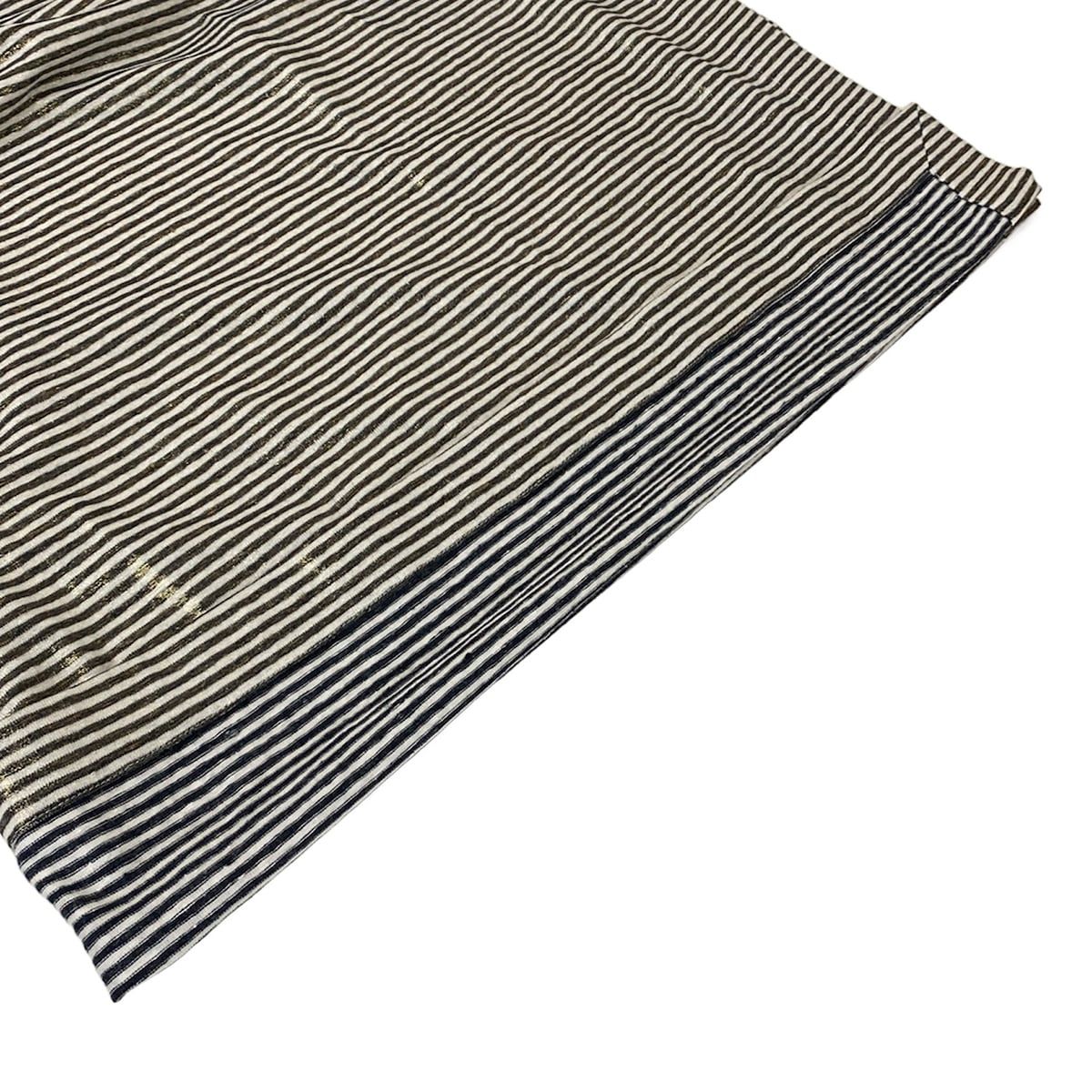 Chanel Long Skirt 38 M White Black Linen Border Lame Cruise