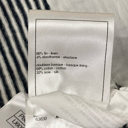 Chanel Long Skirt 38 M White Black Linen Border Lame Cruise