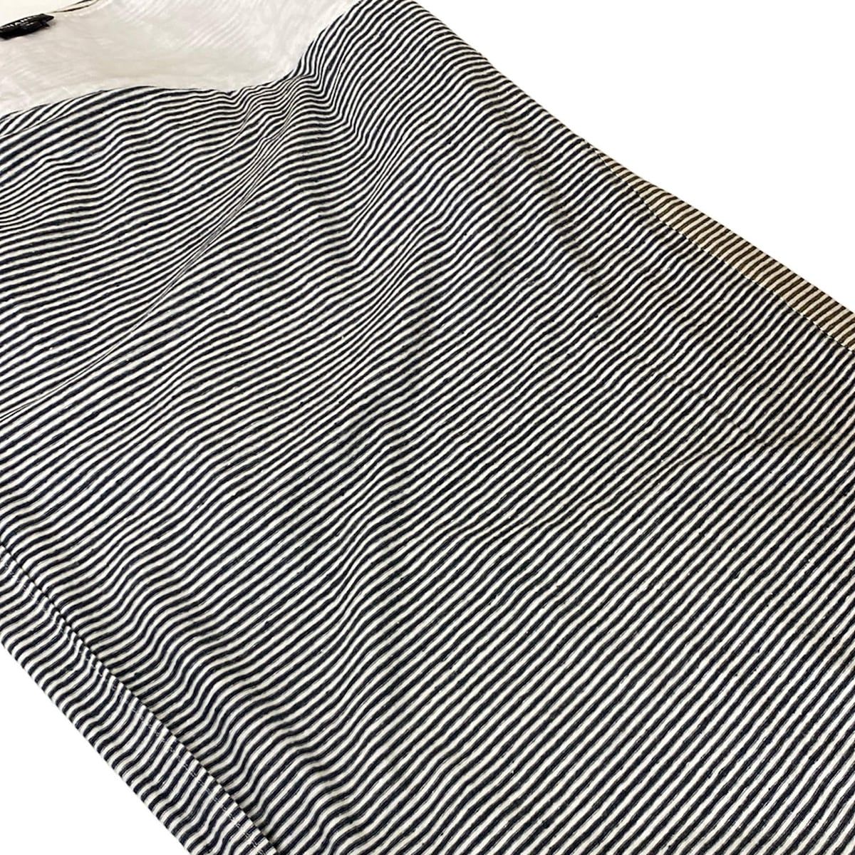 Chanel Long Skirt 38 M White Black Linen Border Lame Cruise