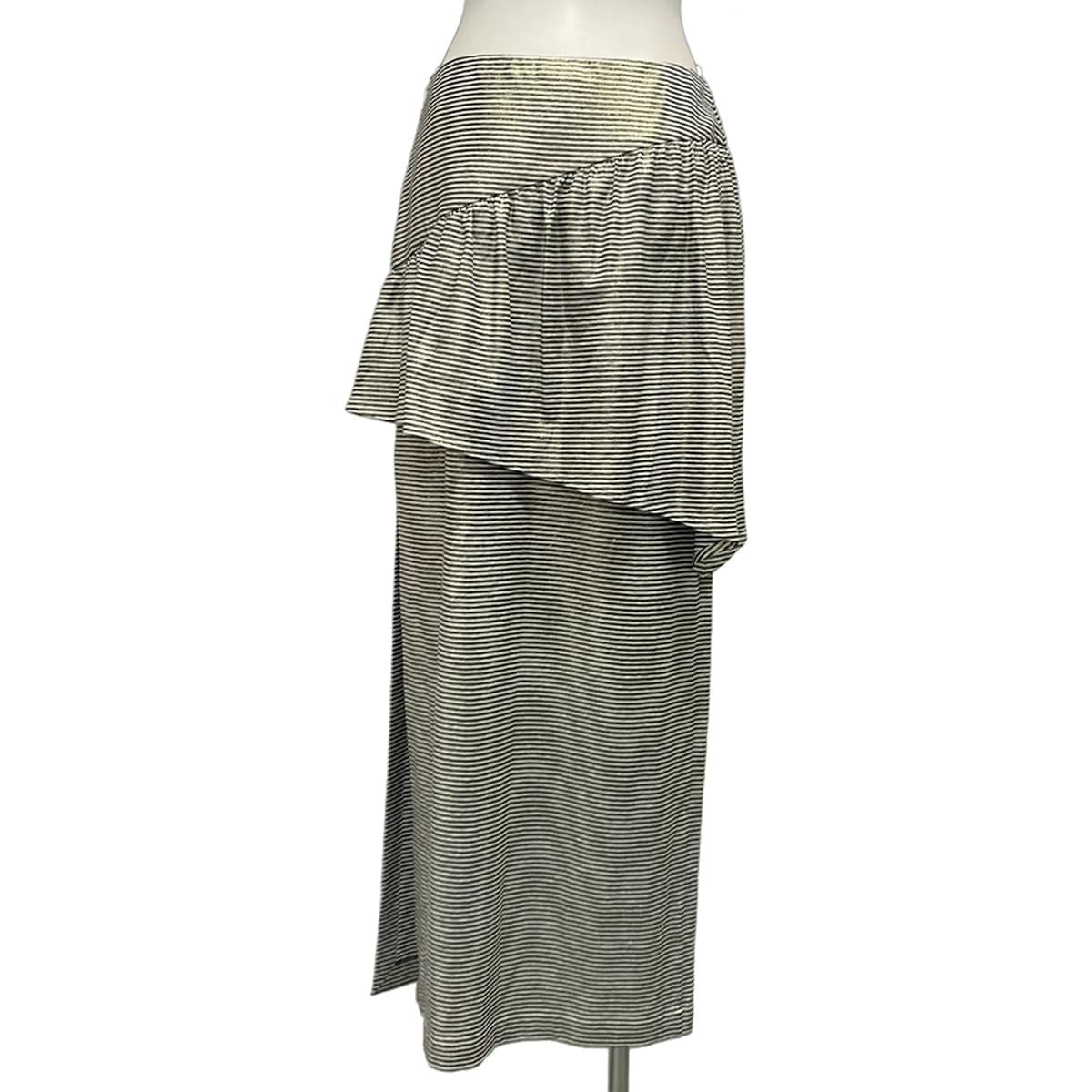 Chanel Long Skirt 38 M White Black Linen Border Lame Cruise