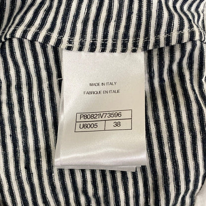 Chanel Long Skirt 38 M White Black Linen Border Lame Cruise