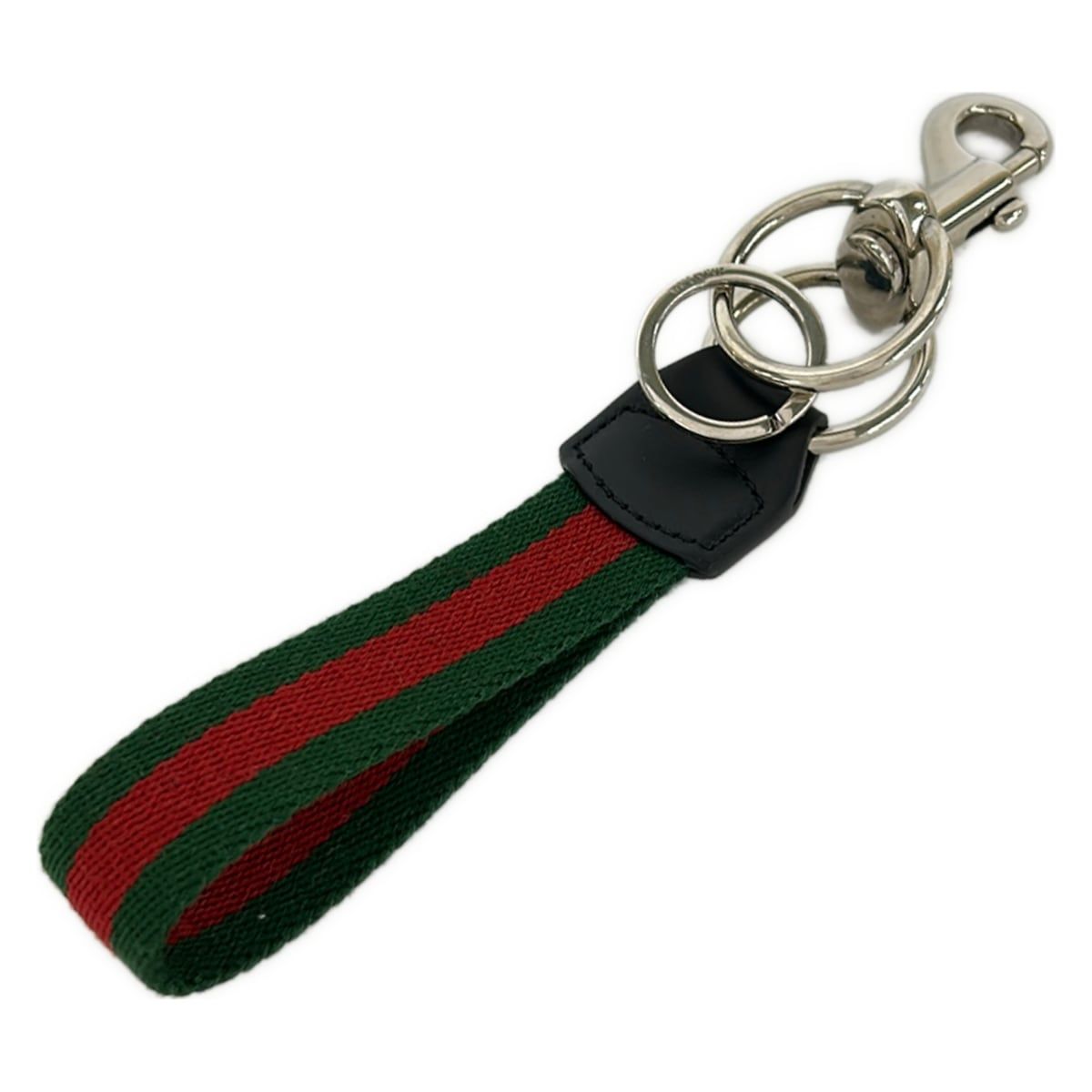 Gucci Key Holder Sherry Black Green Red Leather