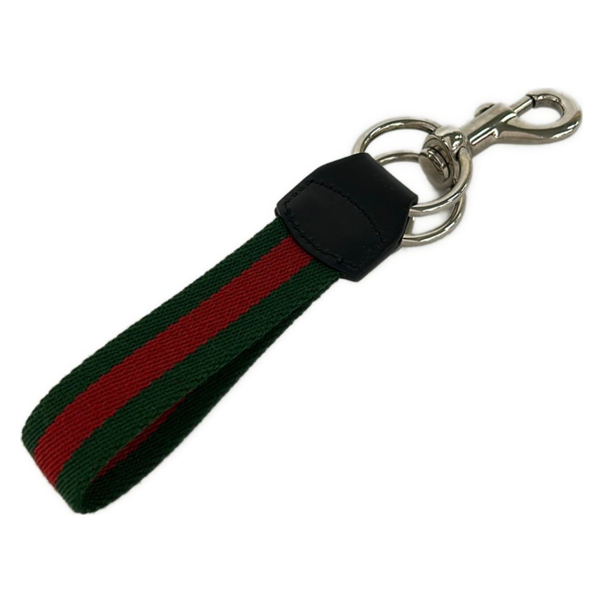 Gucci Key Holder Sherry Black Green Red Leather