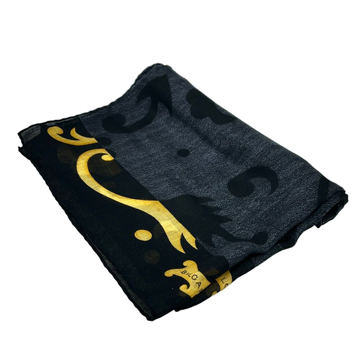 Bvlgari Shawl Black Gold Cashmere Silk Scarf