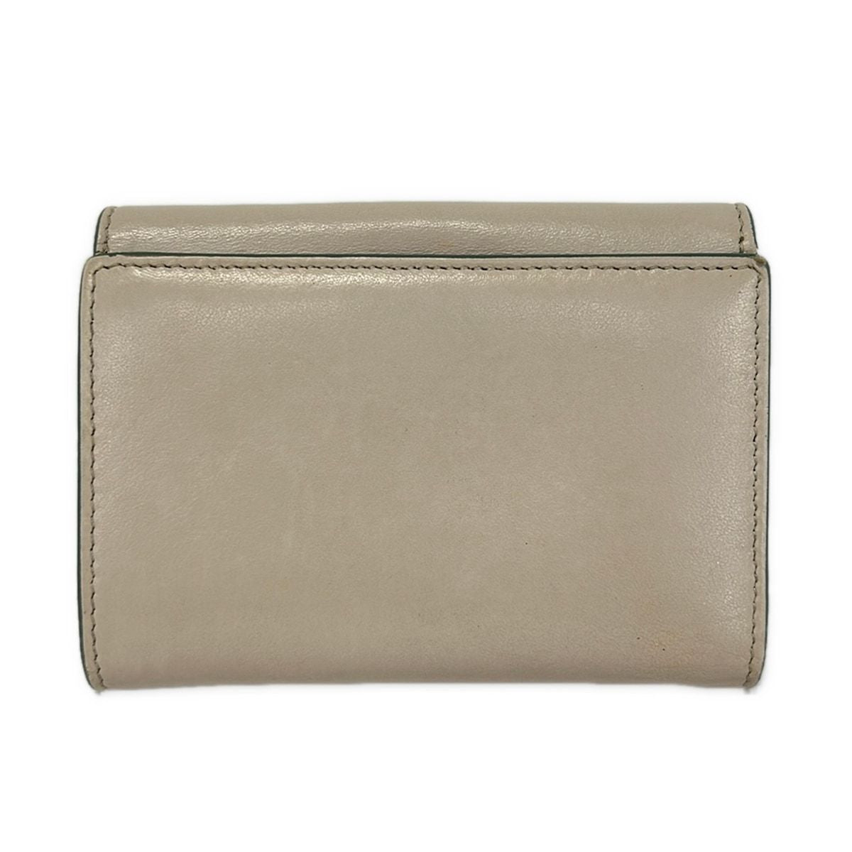 Fendi Bifold Wallet Beige Bordeaux Leather