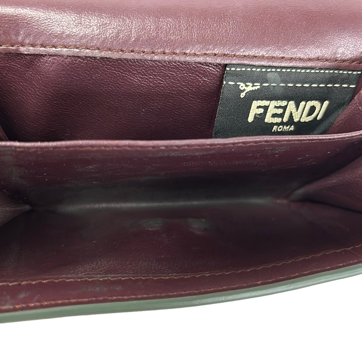 Fendi Bifold Wallet Beige Bordeaux Leather