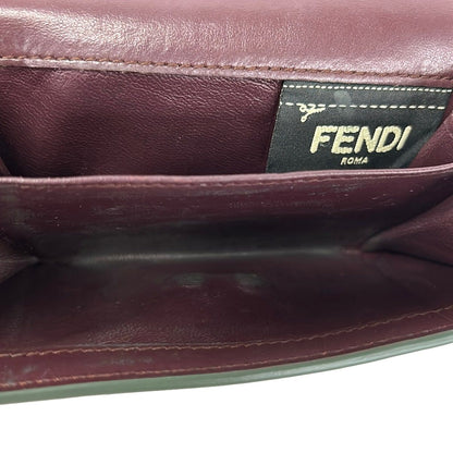 Fendi Bifold Wallet Beige Bordeaux Leather