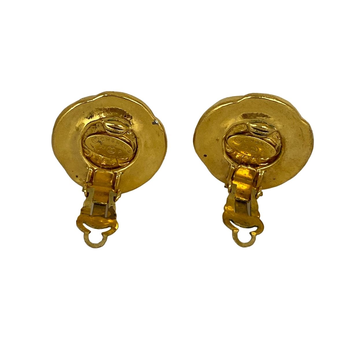 Chanel Earrings CC Logo Gold