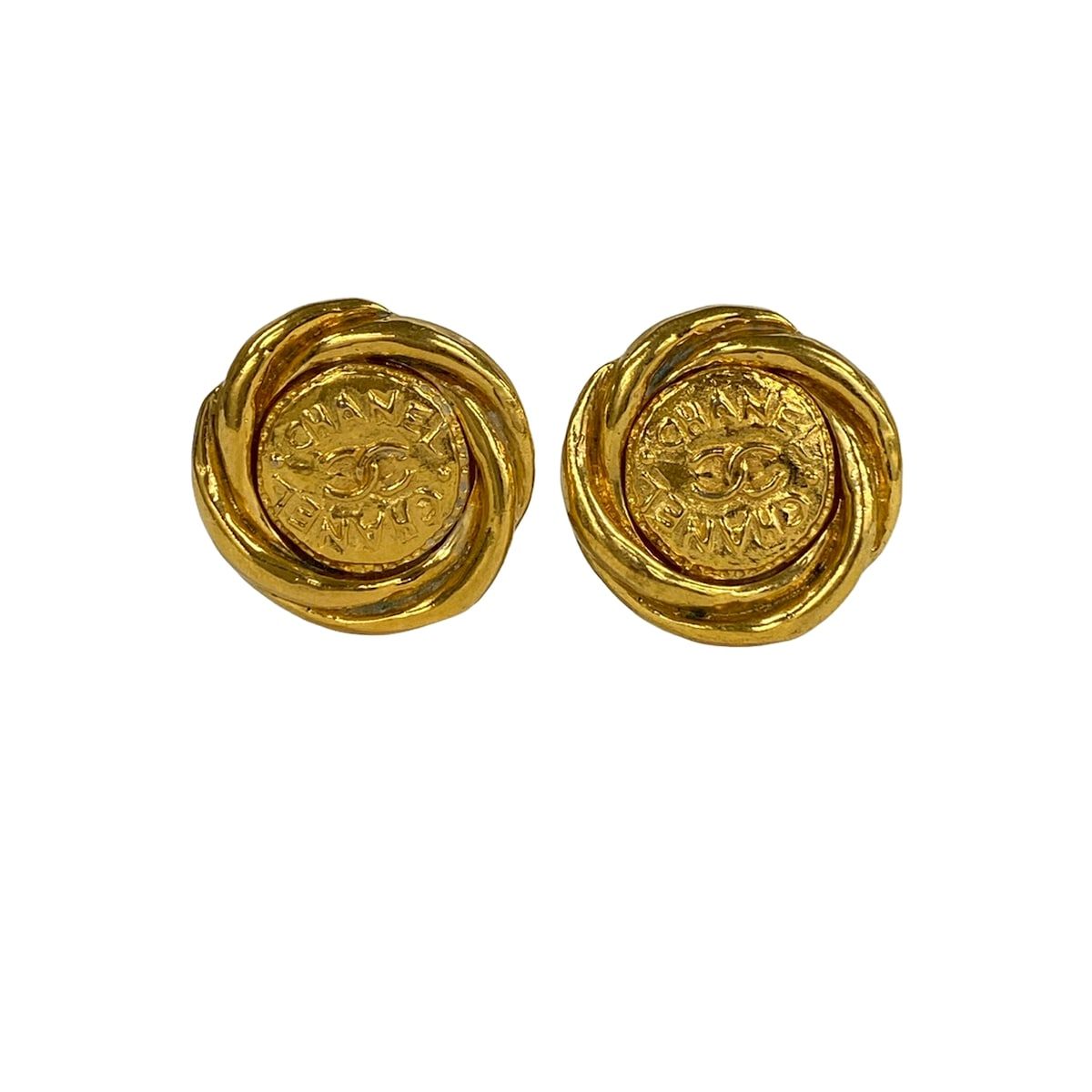 Chanel Earrings CC Logo Gold