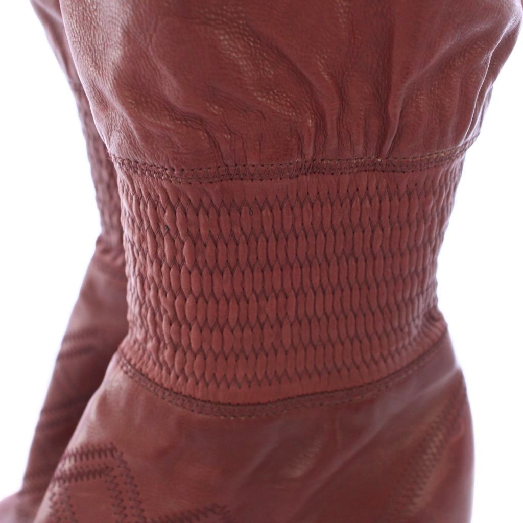 Chanel Long Boots Gathered Embroidery CC Logo 36.5 C Bordeaux TK
