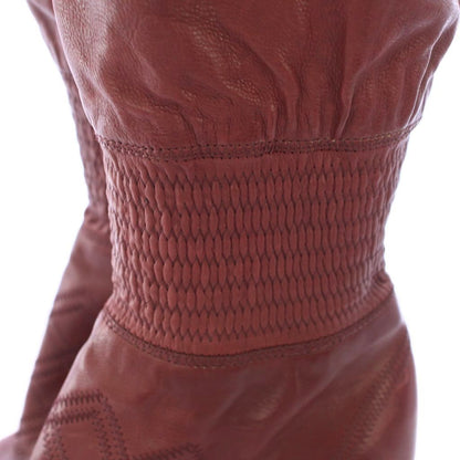 Chanel Long Boots Gathered Embroidery CC Logo 36.5 C Bordeaux TK