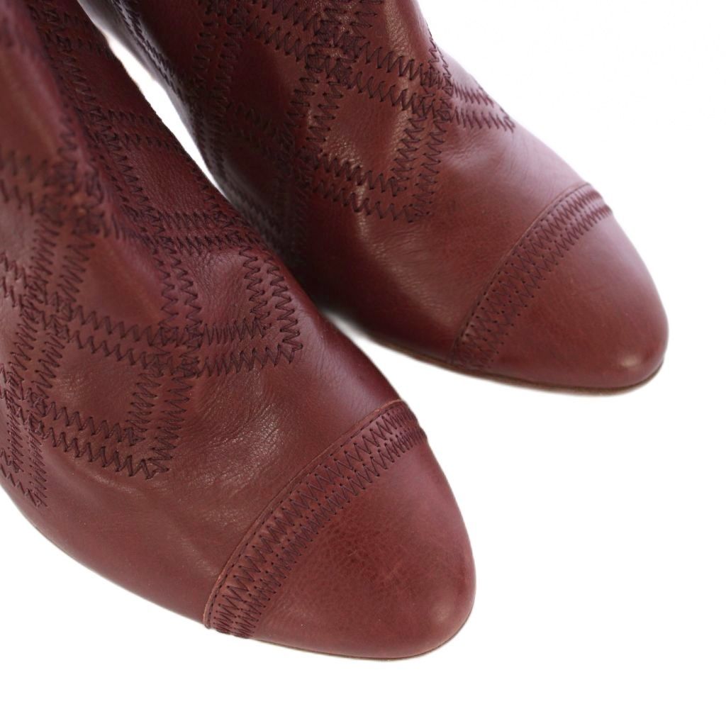 Chanel Long Boots Gathered Embroidery CC Logo 36.5 C Bordeaux TK