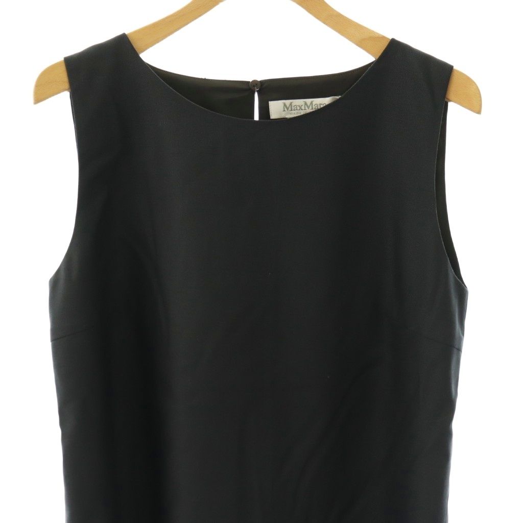 Max Mara White Tag Blouse Sleeveless Wool Silk Blend Black ES