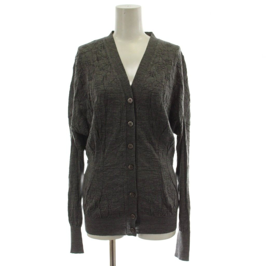 Louis Vuitton Cardigan M Gray Wool Long Sleeve Neck GG